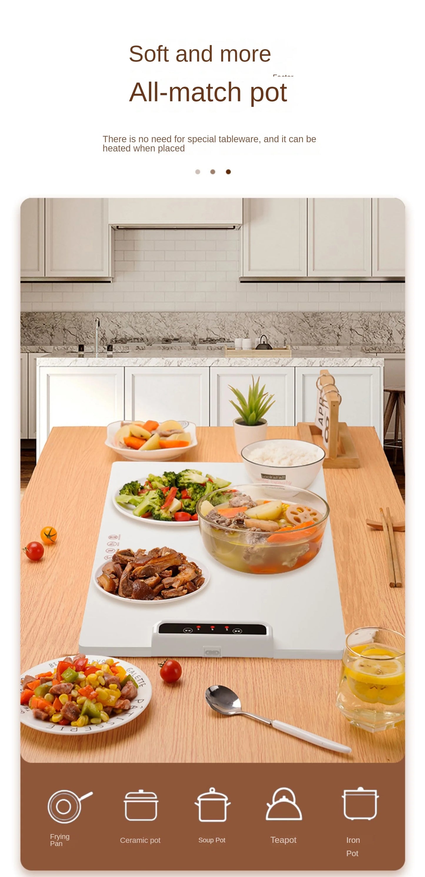 220V Multi-Functional Electric Beverage Warmer with Non-Slip Surface and Foldable Design Dishes Warmer for Hot Meals and Drinks