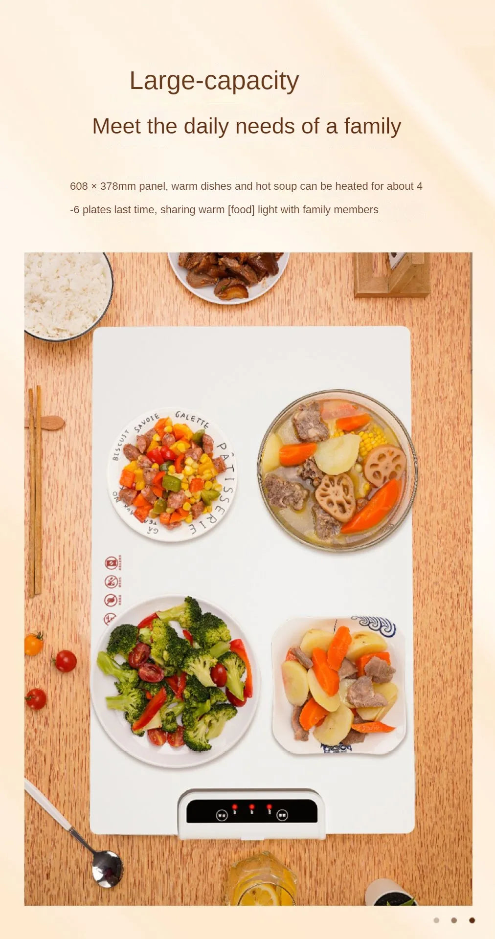 220V Multi-Functional Electric Beverage Warmer with Non-Slip Surface and Foldable Design Dishes Warmer for Hot Meals and Drinks