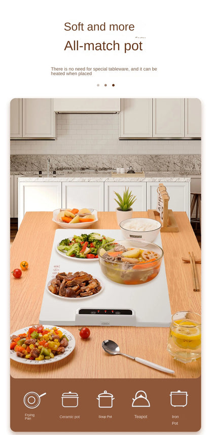 220V Multi-Functional Electric Beverage Warmer with Non-Slip Surface and Foldable Design Dishes Warmer for Hot Meals and Drinks